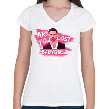 PRINTFASHION Are you lost babygirl? - Női V-nyakú póló - Fehér női póló