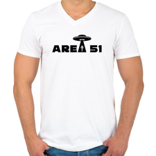 PRINTFASHION Area 51  - Férfi V-nyakú póló - Fehér férfi póló