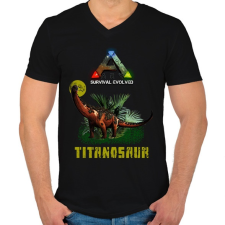 PRINTFASHION ARK-TITANOSAUR - Férfi V-nyakú póló - Fekete férfi póló