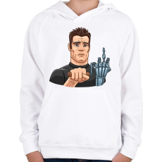 PRINTFASHION Arnold F*CKing Schwarzenegger - Gyerek kapucnis pulóver - Fehér