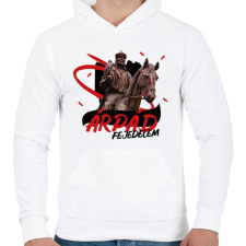 PRINTFASHION Árpád fejedelem - Férfi kapucnis pulóver - Fehér férfi pulóver, kardigán