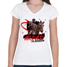 PRINTFASHION Árpád fejedelem - Női V-nyakú póló - Fehér