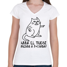 PRINTFASHION Arra el tudsz menni a p*csába - Női V-nyakú póló - Fehér