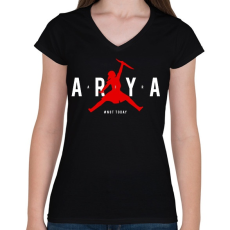 PRINTFASHION Arya Air (Red) - Női V-nyakú póló - Fekete