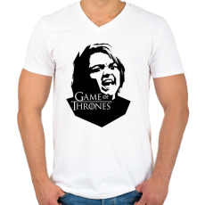 PRINTFASHION Arya - Férfi V-nyakú póló - Fehér