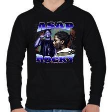 PRINTFASHION Asap Rocky - Férfi kapucnis pulóver - Fekete férfi pulóver, kardigán
