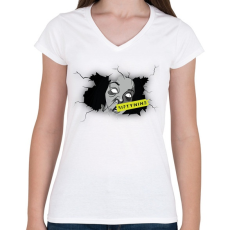 PRINTFASHION ashjdrkztfuiuoéok-01 - Női V-nyakú póló - Fehér
