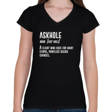 PRINTFASHION Askhole - Graphic Designer - Női V-nyakú póló - Fekete női póló