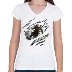 PRINTFASHION Assassins Creed - Női V-nyakú póló - Fehér