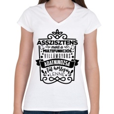 PRINTFASHION Asszisztens - Női V-nyakú póló - Fehér
