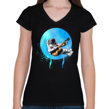 PRINTFASHION astronaut - Női V-nyakú póló - Fekete női póló