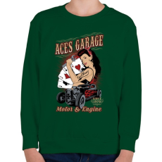PRINTFASHION Ász garázs - Gyerek pulóver - Sötétzöld