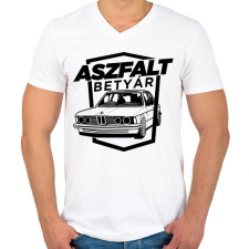 PRINTFASHION Aszfalt betyár - Old School BMW - Férfi V-nyakú póló - Fehér férfi póló