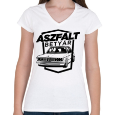 PRINTFASHION Aszfalt betyár - Old School BMW - Női V-nyakú póló - Fehér női póló