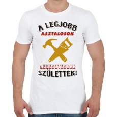 PRINTFASHION Asztalos szülinapja augusztus színes - Férfi póló - Fehér
