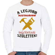 PRINTFASHION Asztalos szülinapja május színes - Férfi pulóver - Fehér