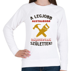 PRINTFASHION Asztalos szülinapja március színes - Női pulóver - Fehér