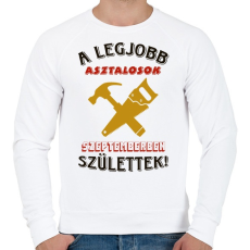 PRINTFASHION Asztalos szülinapja szeptember színes - Férfi pulóver - Fehér