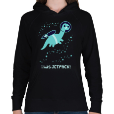 PRINTFASHION Asztronauta dinó - Női kapucnis pulóver - Fekete