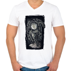 PRINTFASHION Asztronauta grafika - Férfi V-nyakú póló - Fehér