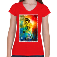 PRINTFASHION Asztronauta játék - Női V-nyakú póló - Piros női póló