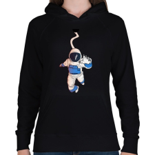 PRINTFASHION Asztronauta - Női kapucnis pulóver - Fekete női pulóver, kardigán