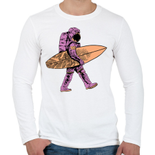 PRINTFASHION Asztronauta szörf - Férfi hosszú ujjú póló - Fehér férfi póló