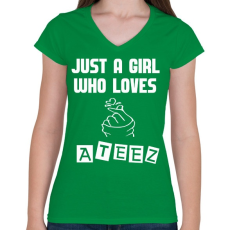 PRINTFASHION Ateez - Női V-nyakú póló - Zöld