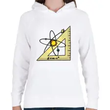 PRINTFASHION Atom és vonalzó - Női kapucnis pulóver - Fehér női pulóver, kardigán