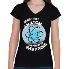 PRINTFASHION Atom - Női V-nyakú póló - Fekete