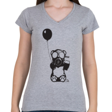 PRINTFASHION Atommaci - Női V-nyakú póló - Sport szürke
