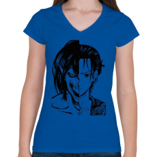 PRINTFASHION Attack on Titan Eren - Női V-nyakú póló - Királykék