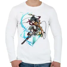 PRINTFASHION Attack on Titan - Férfi hosszú ujjú póló - Fehér férfi póló