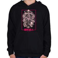 PRINTFASHION Attack On titan - Gyerek kapucnis pulóver - Fekete gyerek pulóver, kardigán