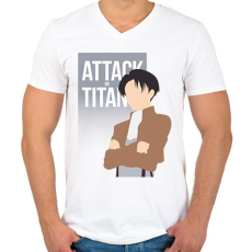 PRINTFASHION Attack on Titan -- Levi - Férfi V-nyakú póló - Fehér