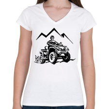 PRINTFASHION atv quad  - Női V-nyakú póló - Fehér női póló