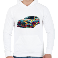 PRINTFASHION Audi - Férfi kapucnis pulóver - Fehér férfi pulóver, kardigán