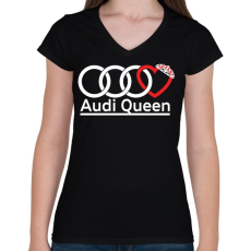 PRINTFASHION Audi Királynő - Női V-nyakú póló - Fekete