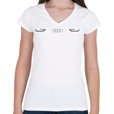 PRINTFASHION Audi logó (fekete) - Női V-nyakú póló - Fehér női póló