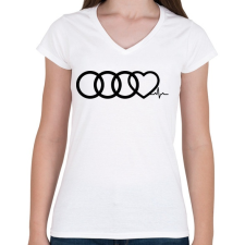 PRINTFASHION AUDI Love - Női V-nyakú póló - Fehér női póló