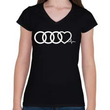 PRINTFASHION AUDI Love - Női V-nyakú póló - Fekete női póló