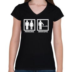 PRINTFASHION Audi Probléma Megoldva - Női V-nyakú póló - Fekete