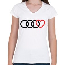 PRINTFASHION Audi szerelem - Női V-nyakú póló - Fehér női póló
