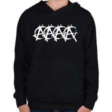 PRINTFASHION Audis anarchista - Gyerek kapucnis pulóver - Fekete gyerek pulóver, kardigán