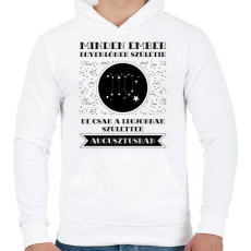 PRINTFASHION Augusztus: Szűz - Férfi kapucnis pulóver - Fehér