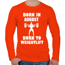 PRINTFASHION Augusztusban születve - súlyemelésre születve - Férfi hosszú ujjú póló - Narancs