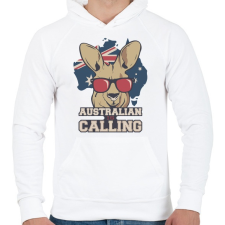 PRINTFASHION Australian is calling - Férfi kapucnis pulóver - Fehér férfi pulóver, kardigán