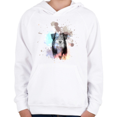 PRINTFASHION Ausztrál juhászkutya splash - Gyerek kapucnis pulóver - Fehér