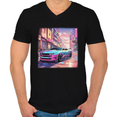PRINTFASHION autó - Férfi V-nyakú póló - Fekete