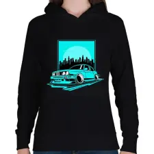 PRINTFASHION autó - Női kapucnis pulóver - Fekete női pulóver, kardigán